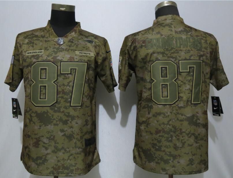 Women New England Patriots #87 Gronkowski Nike Camo Salute to Service Limited NFL Jersey->women nfl jersey->Women Jersey